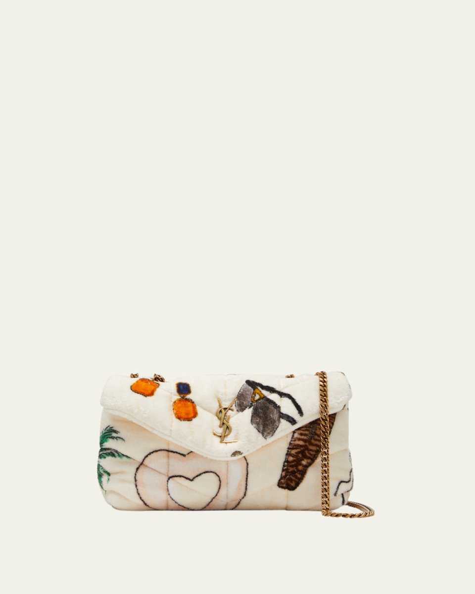 Loulou Toy Puffer Summer-Print Terry Cloth Shoulder Bag